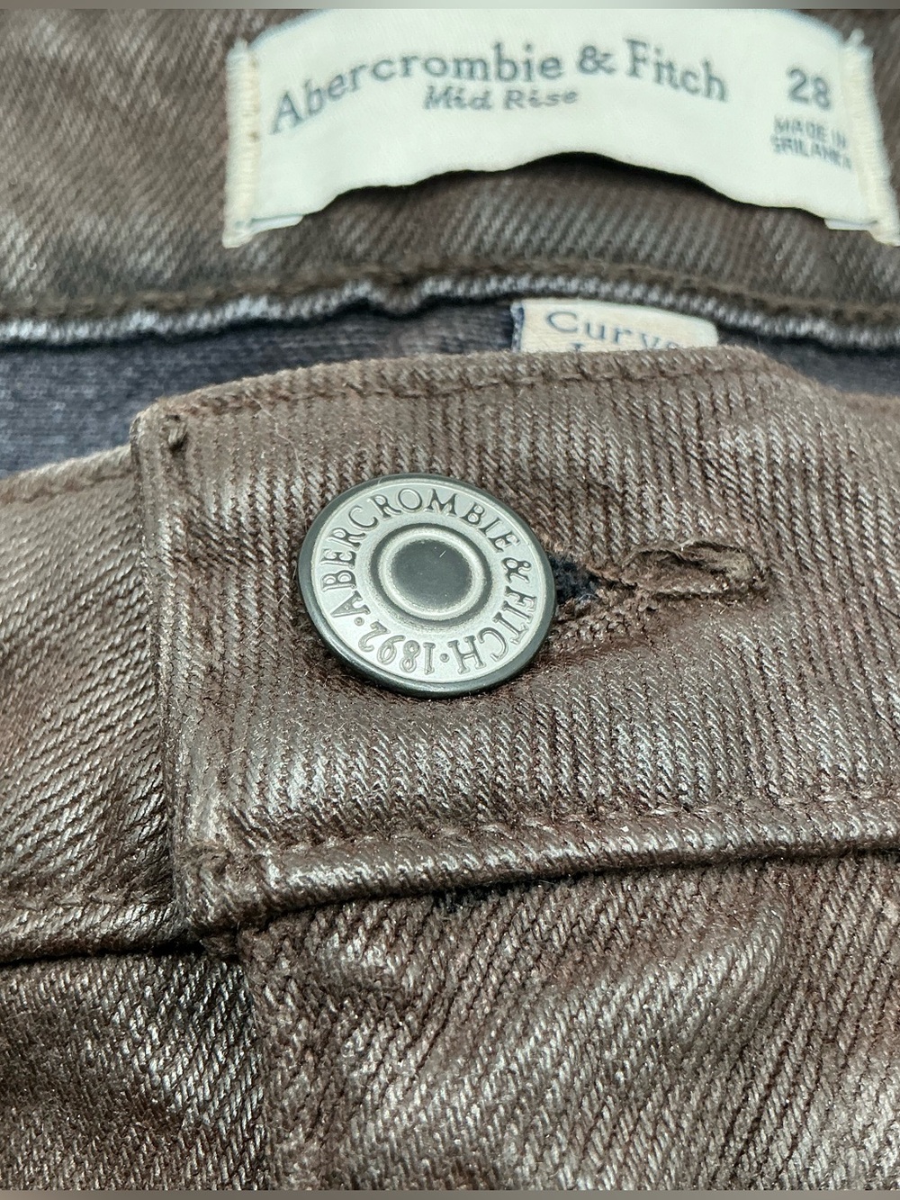 🤎 New 🤎 Brown Abercrombie & Fitch Curve Love Mid Rise Denim Mini Skirt - Picture 13 of 14